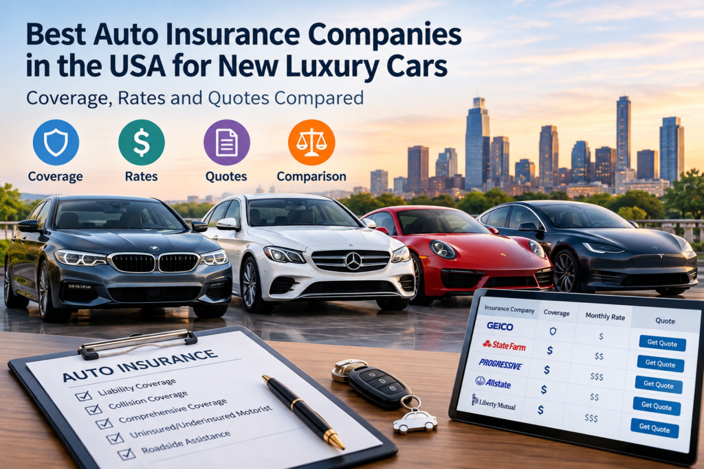 Best Auto Insurance Companies in the USA for New Luxury Cars: Coverage, Rates and Quotes Compared
